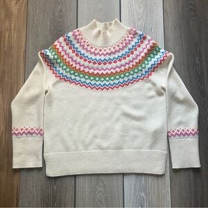 Boden Cream Sweater with Multicolor Pattern Size US 10, UK 14